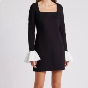 Wayf x Charles Henry Women's Black and White Ruffle Cuff Mini Dress